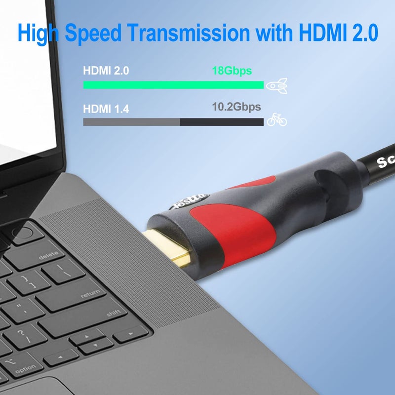 Postta HDMI Cable(100 Feet Red) HDMI 2.0V with Built-in Signal Booster-Support 4K,3D,1080P,Ethernet,Audio Return-1 Pack - Image 5